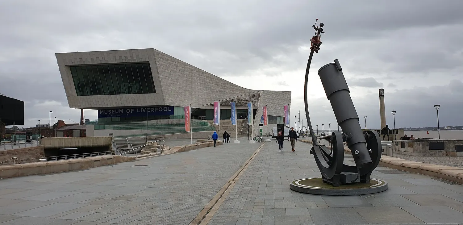 The white curved Museum of Liverpool building on the waterfront at Pier Head
