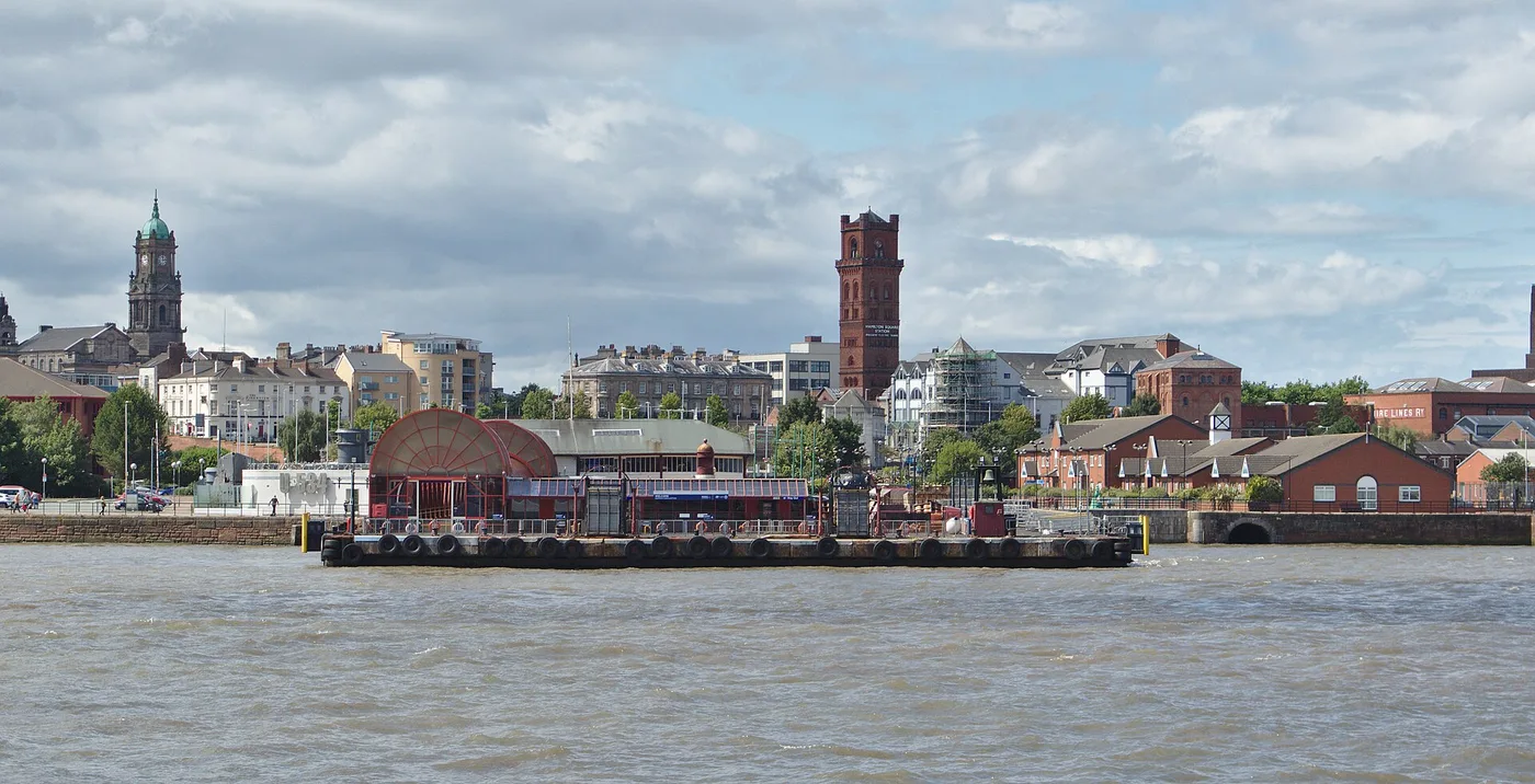 Woodside waterfront in Birkenhead with the ferry terminal beside the River Mersey